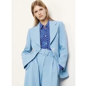 SANDRO Paris | NEW $490 Baby Sky Blue Ciel Blazer Quiet Luxury Workwear 34
